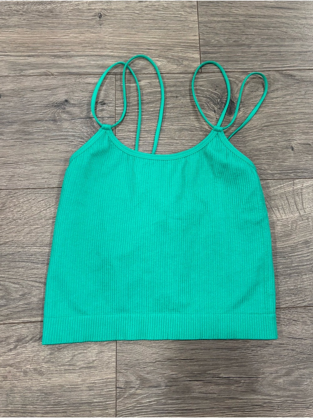 Women’s Ribbed Double-Strap Tank Top - Teal